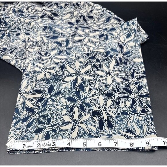 Sigrid Olsen Womens Navy Blue Tan Floral Lined Flowy Rayon Wide Leg Pants Sz L - Picture 11 of 11